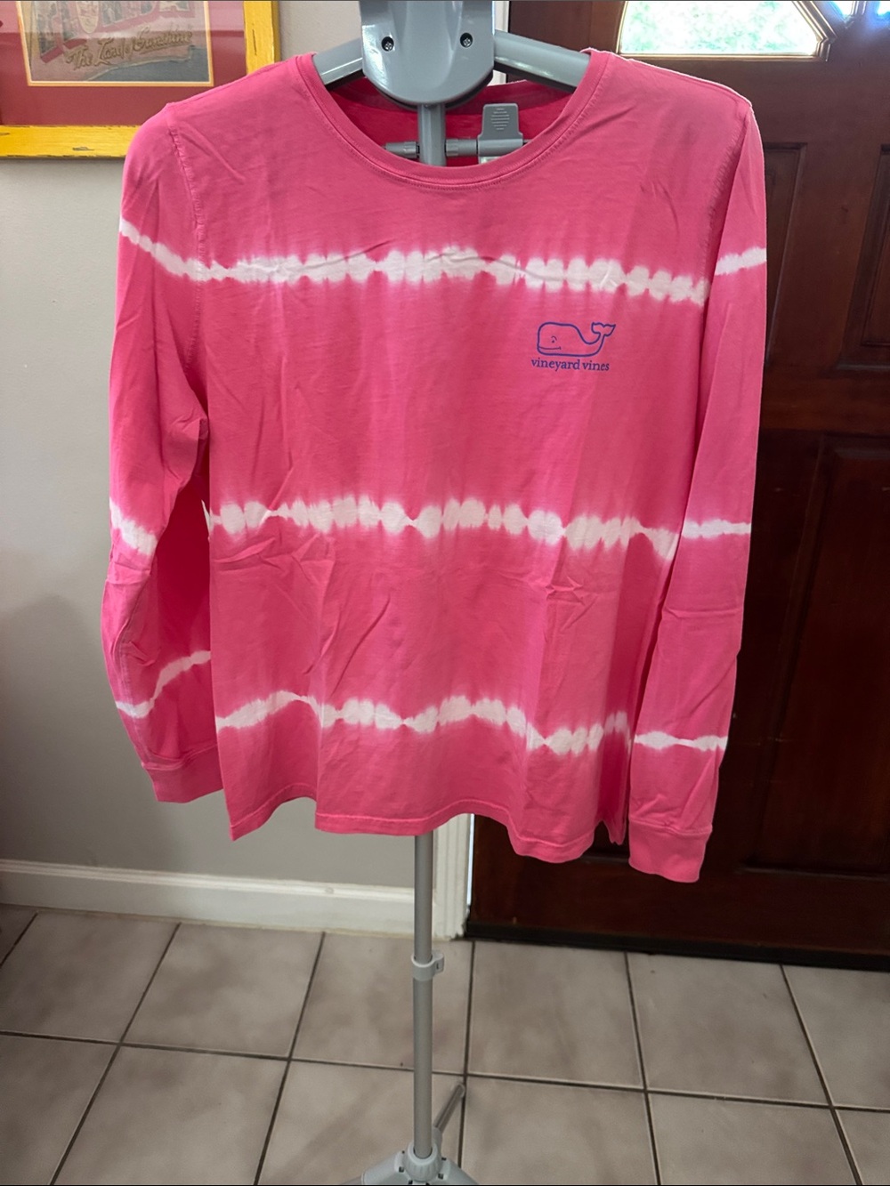 Vineyard Vines Kids Pink and White Tie-Dye Long Sleeve Tee
